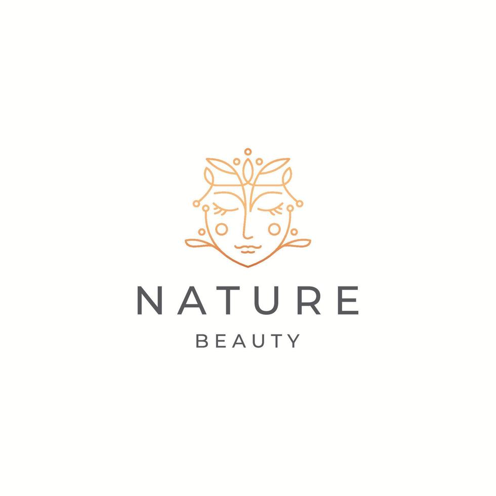 Natural beauty woman logo icon design template flat vector