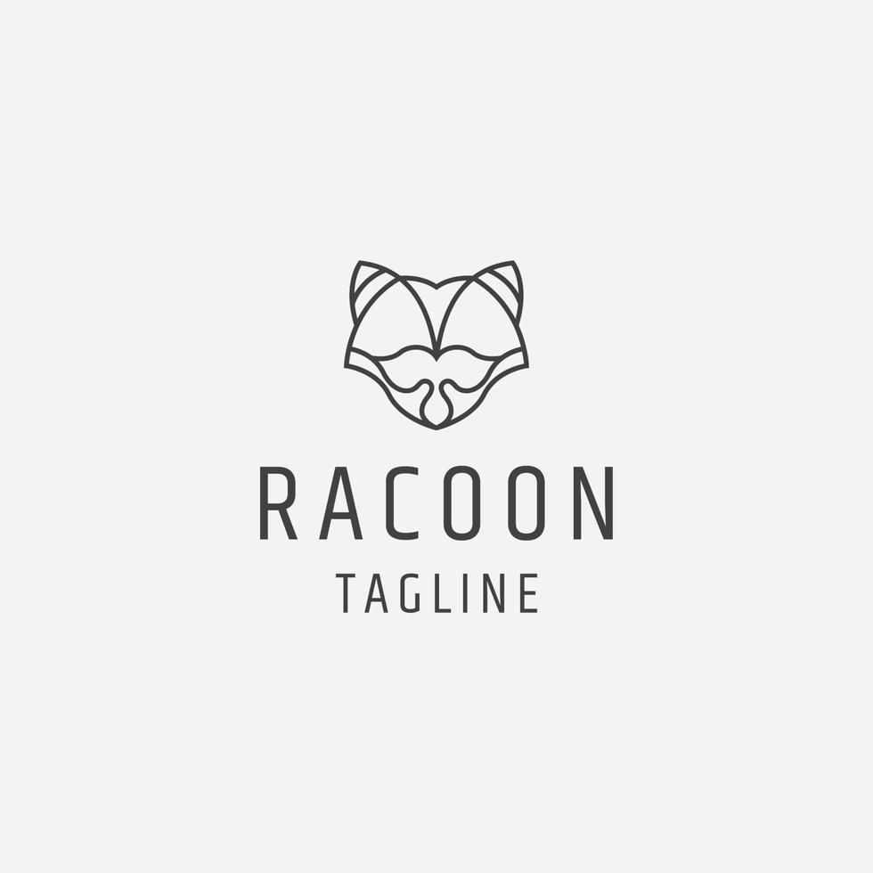 raccoon animal line art polygonal logo icon design template flat vector