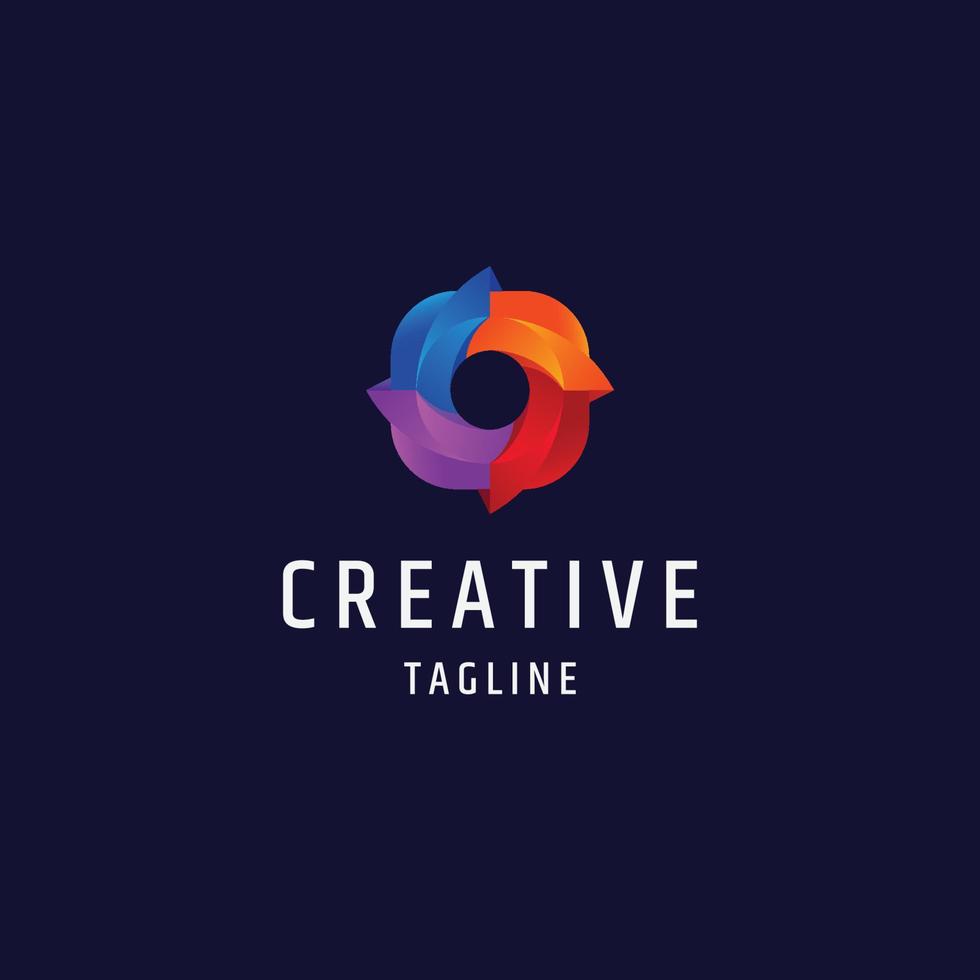 Abstract circle camera shutter colorful gradient logo icon design template vector illustration