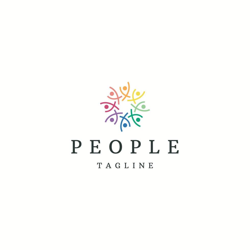 People teamwork logo icon design template flat vector