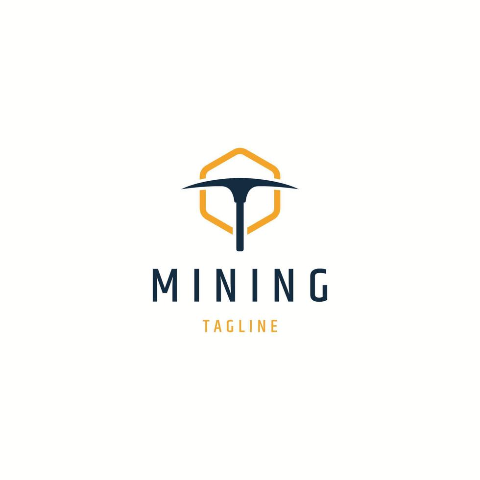 Pickaxe mining logo icon design template flat vector illustration