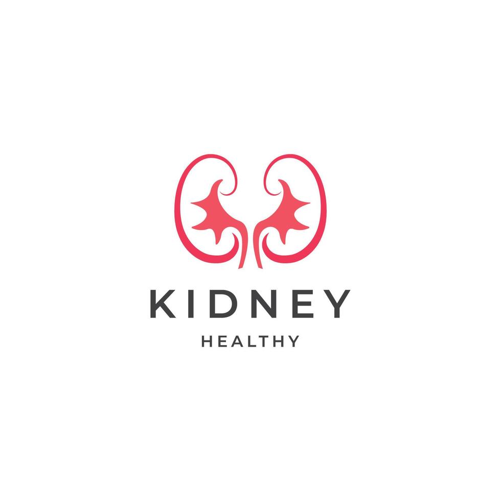 Ilustración de vector plano de plantilla de diseño de icono de logotipo médico de cuidado de la salud renal