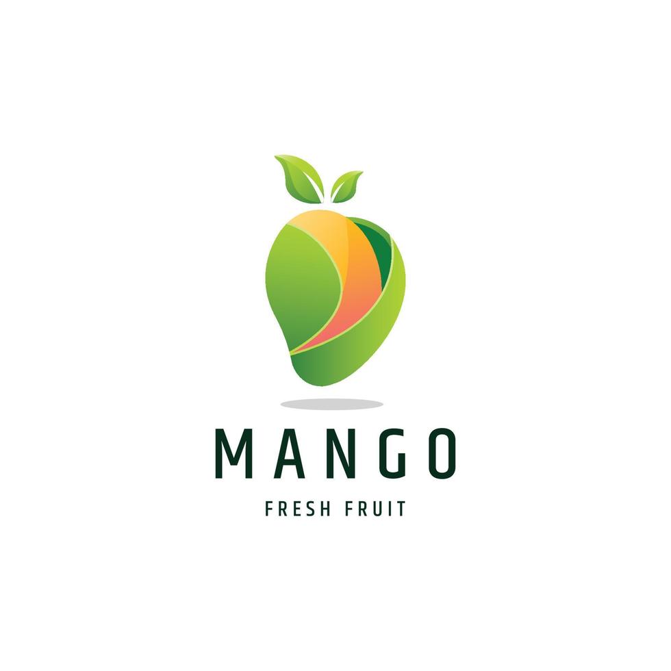 Ilustración de vector de plantilla de diseño de icono de logotipo degradado colorido de fruta de mango