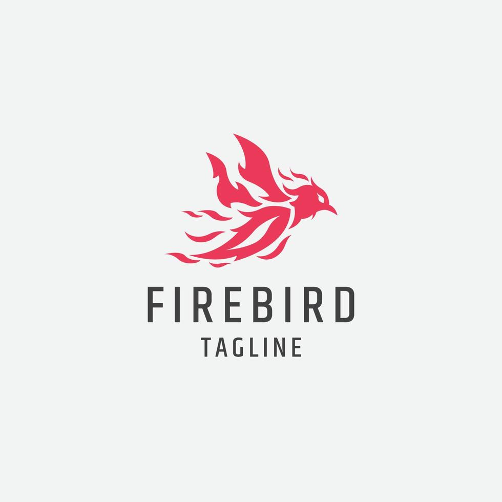 Fire bird red flame logo icon design template vector illustration