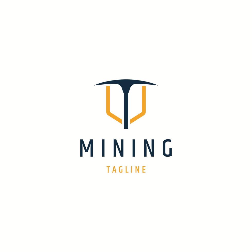 Pickaxe mining logo icon design template flat vector illustration