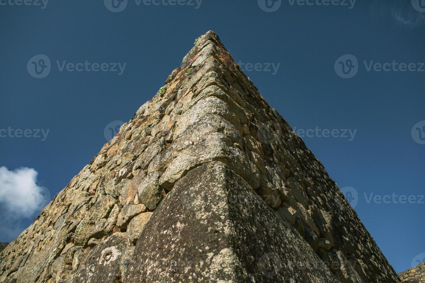 Wonder of the World Machu Picchu in Peru. Beautiful landscape in Andes Mountains with Incan sacred city ruins. photo