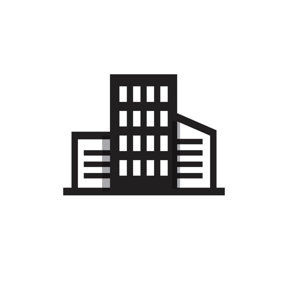 Black building vector icon isolated on white background