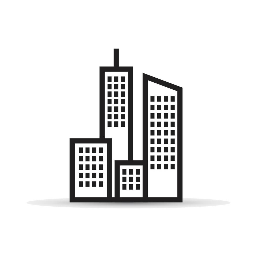 Black building vector icon isolated on white background