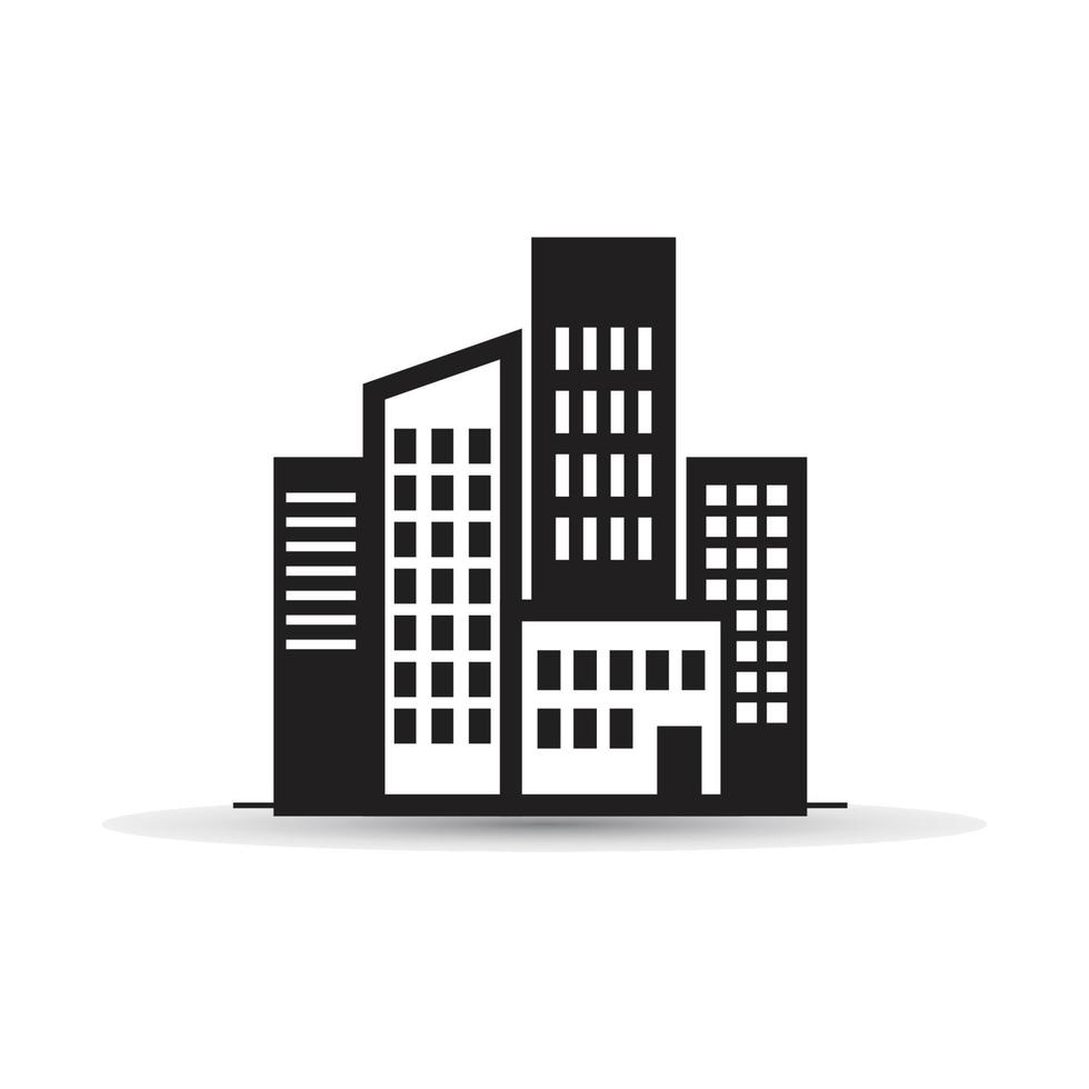 Black building vector icon isolated on white background