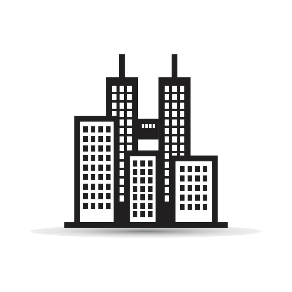 Black building vector icon isolated on white background