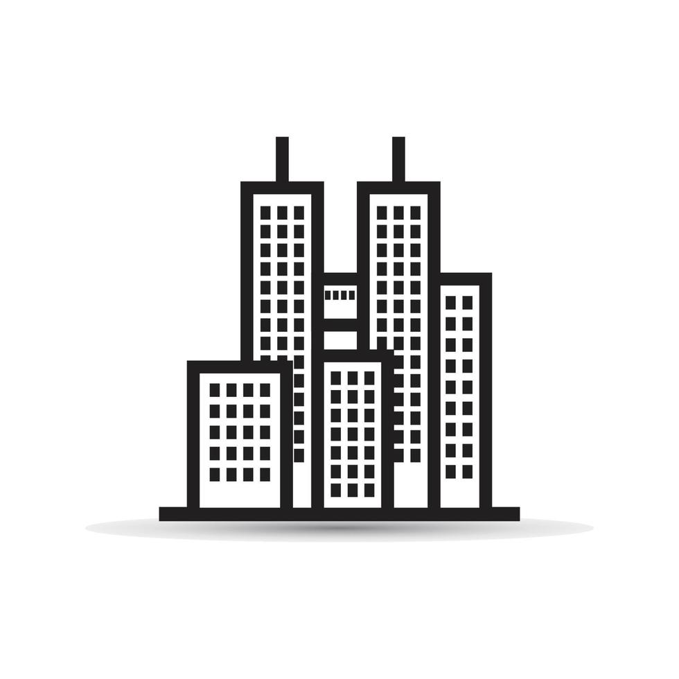 Black building vector icon isolated on white background