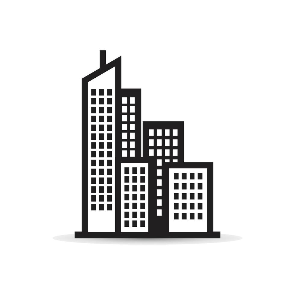 Black building vector icon isolated on white background