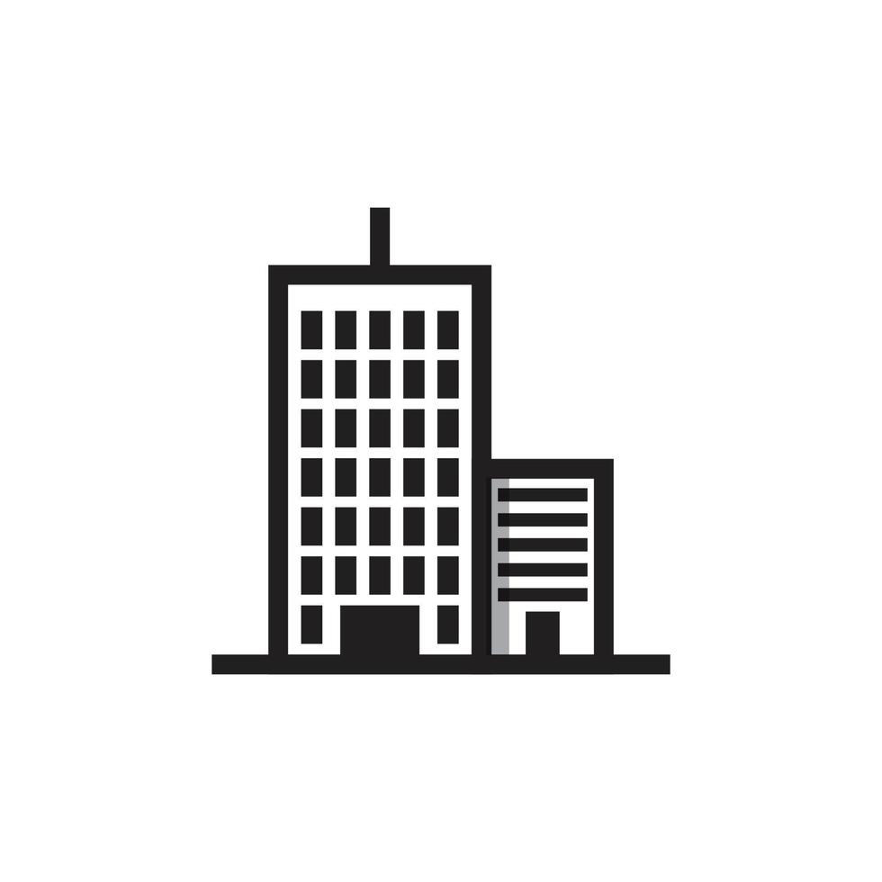 Black building vector icon isolated on white background