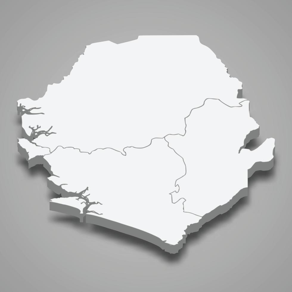 3d map with borders of regions Template for your design vector