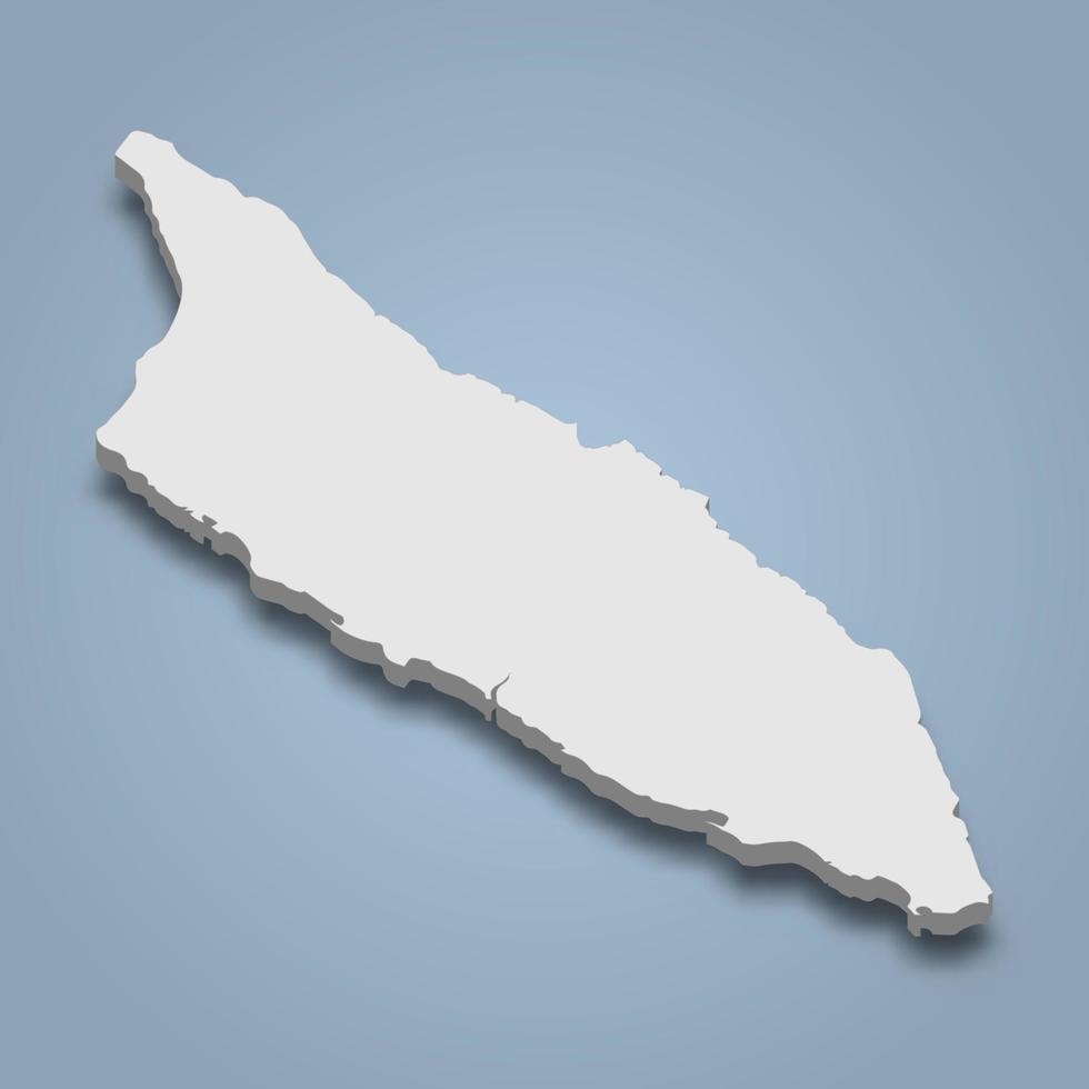 3d isometric map of Aruba is an island in Caribbean vector