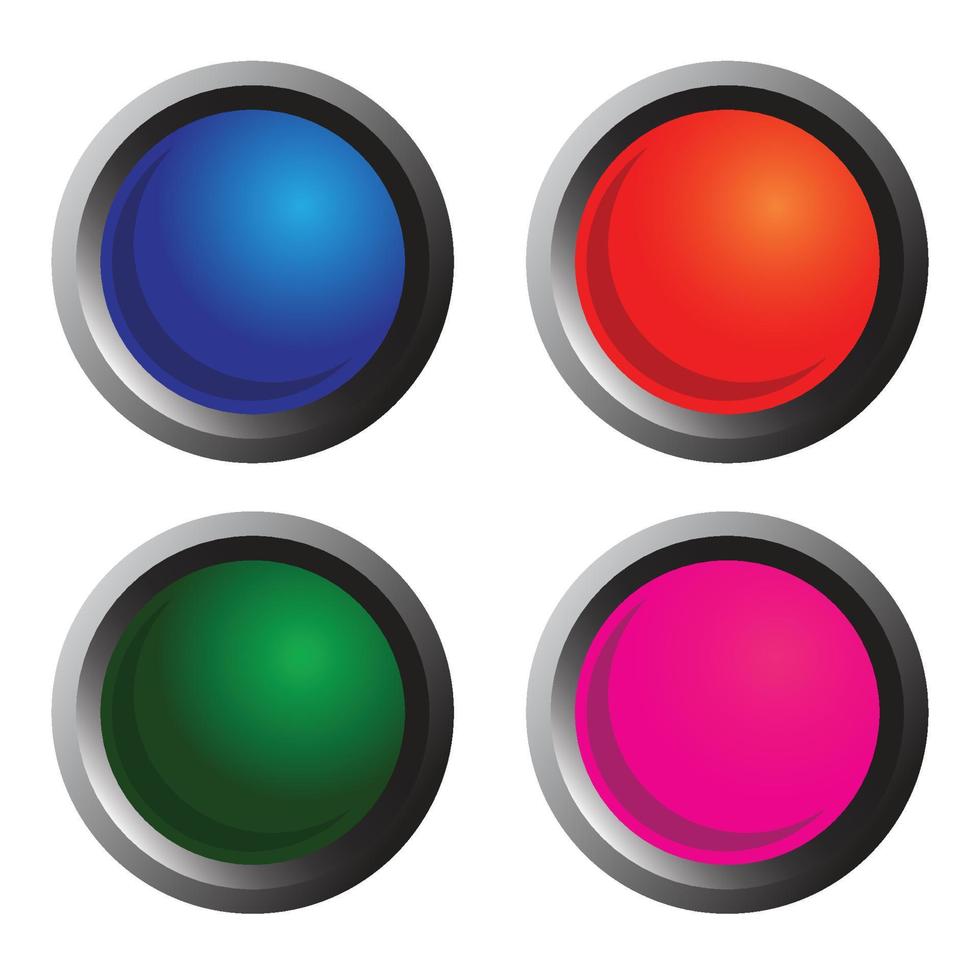 3D round button color set vector design