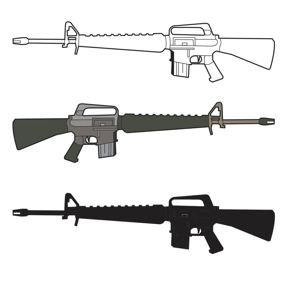 rifle m16 conjunto de armas diseño vectorial vector