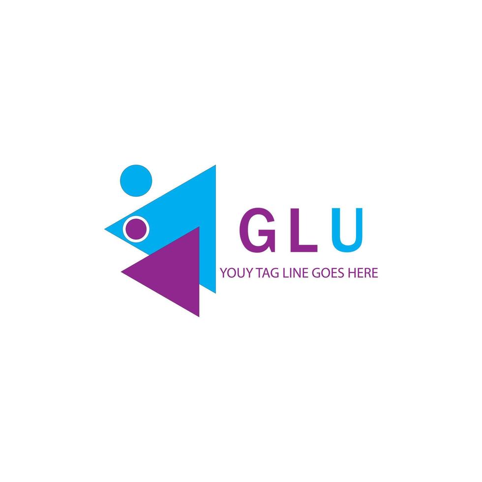 diseño creativo del logotipo de la letra glu con gráfico vectorial vector