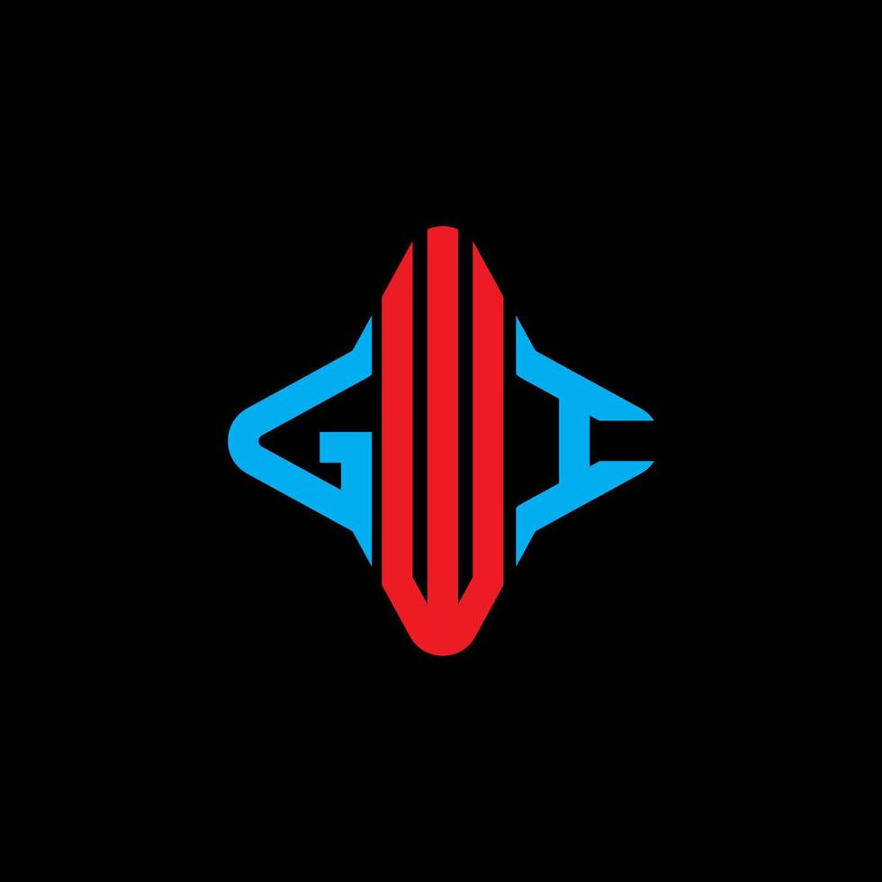 diseño creativo del logotipo de la letra gwi con gráfico vectorial vector