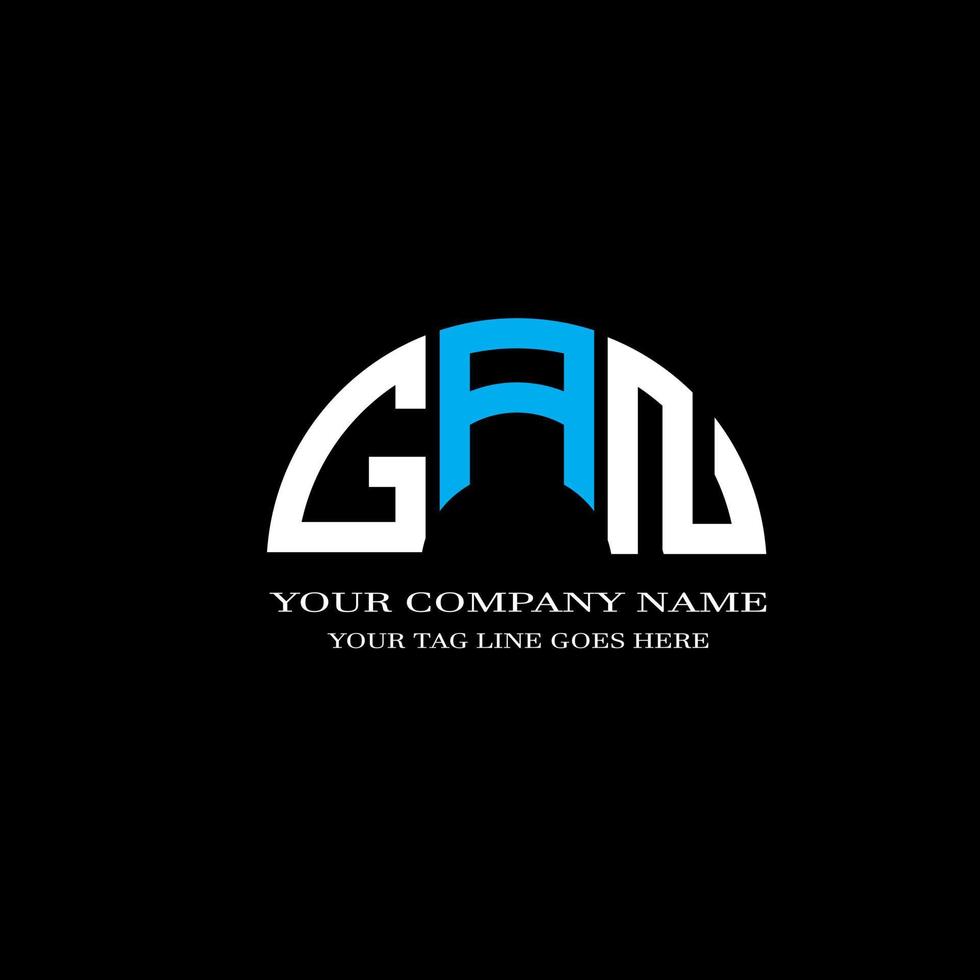 diseño creativo del logotipo de la letra gan con gráfico vectorial vector