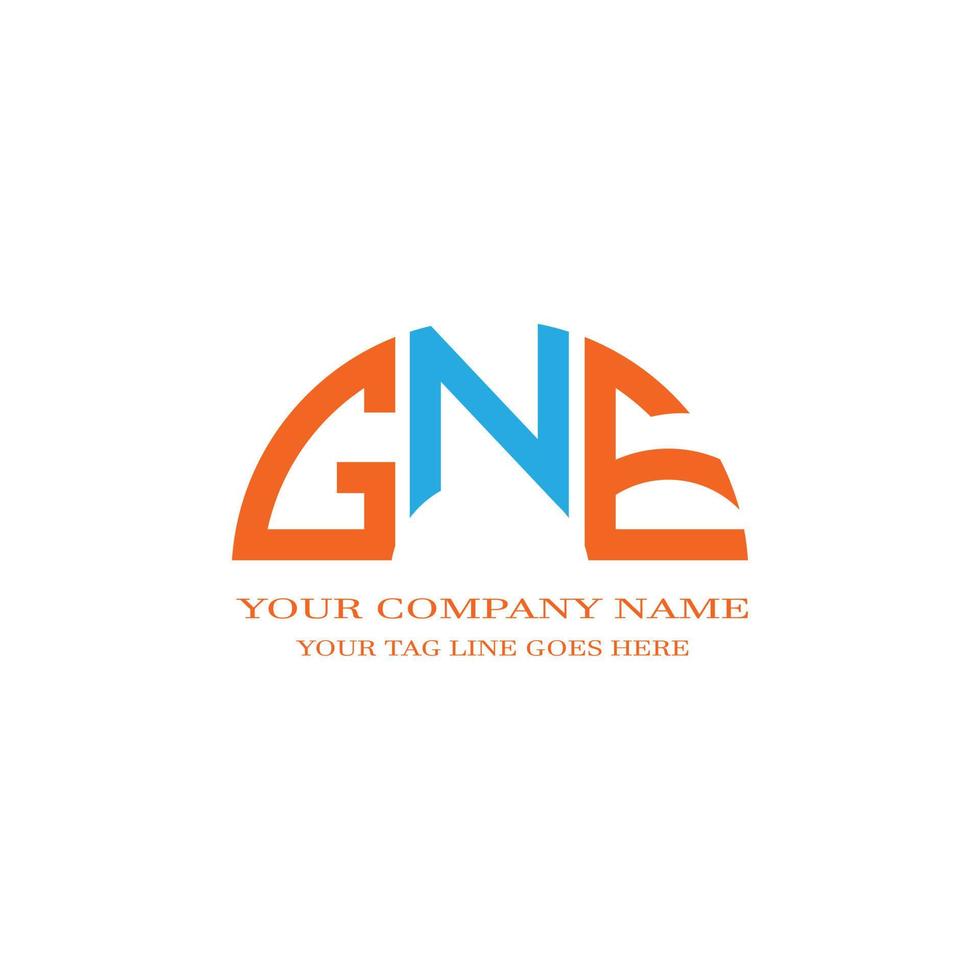 diseño creativo del logotipo de la letra gne con gráfico vectorial vector