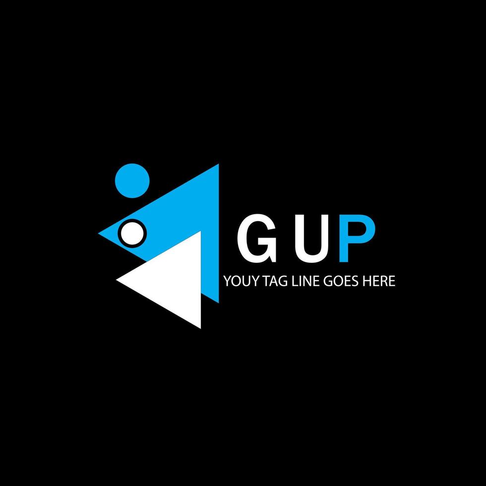 diseño creativo del logotipo de la letra gup con gráfico vectorial vector