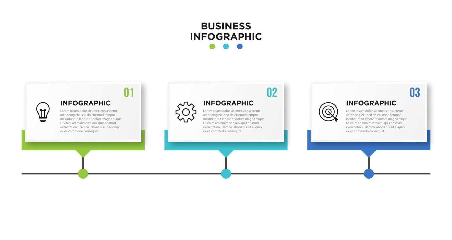 plantilla infográfica de negocios de presentación con 3 opciones. ilustración vectorial vector