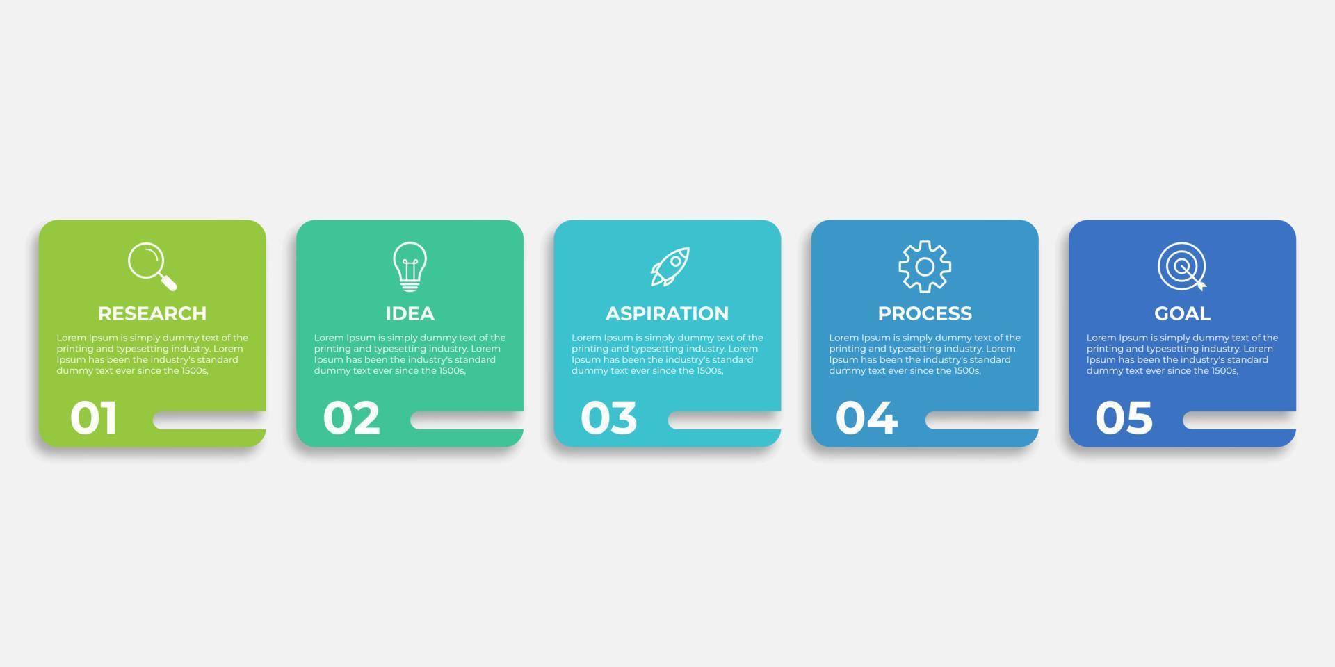 plantilla de infografía empresarial. etiqueta de diseño de línea delgada con icono y 5 opciones, pasos o procesos. vector