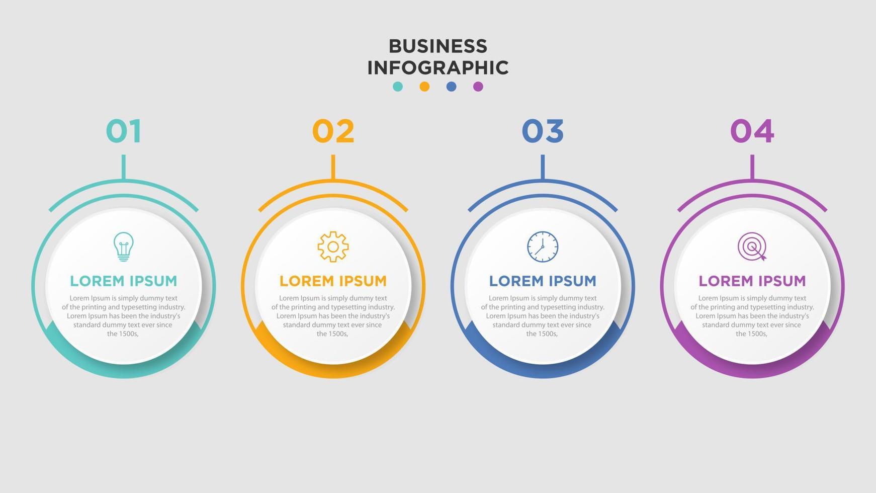 Plantilla de infografía empresarial de presentación con 4 opciones. ilustración vectorial. vector