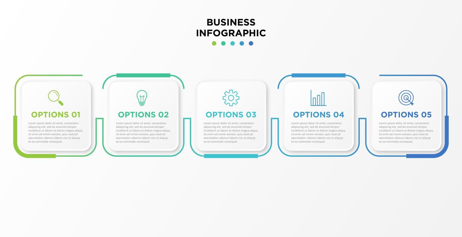 Presentation business infographic template with 5 options. Vector illustration.