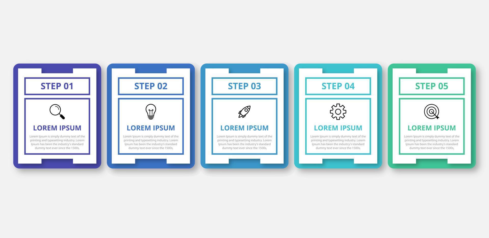 Business infographic template. Thin line design label with icon and 5 options, steps or processes. vector