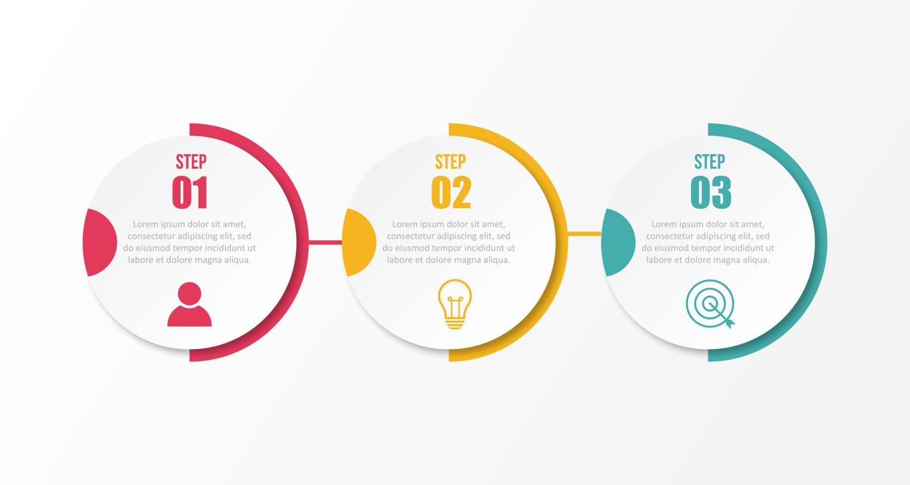 plantilla de diseño infográfico vectorial con iconos de marketing. concepto de negocio con 3 opciones o pasos. se puede utilizar para diagrama de proceso, diseño de flujo de trabajo, gráfico de información, informe anual, diagrama de flujo. vector