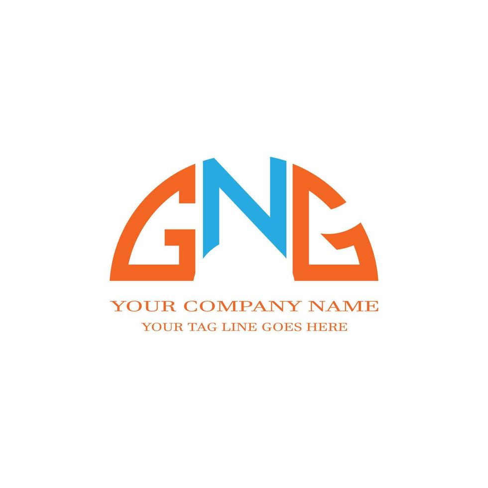 diseño creativo del logotipo de la letra gng con gráfico vectorial vector