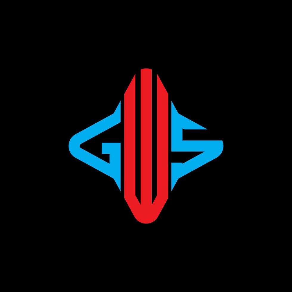 diseño creativo del logotipo de la letra gws con gráfico vectorial vector