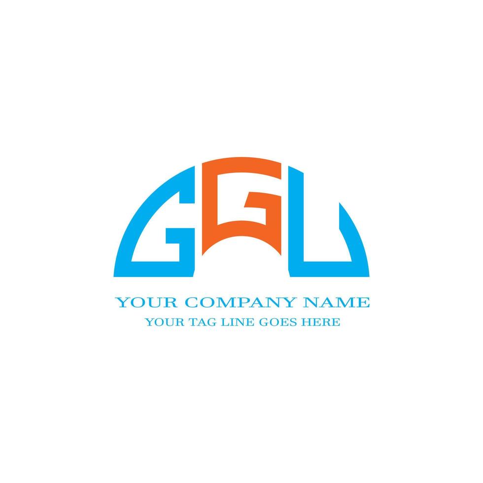diseño creativo del logotipo de la letra ggu con gráfico vectorial vector