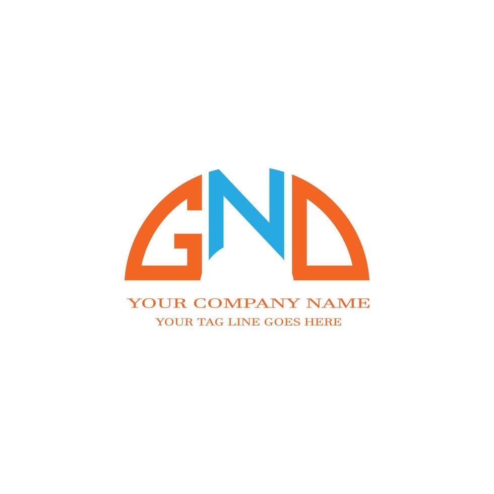 diseño creativo del logotipo de la letra gnd con gráfico vectorial vector