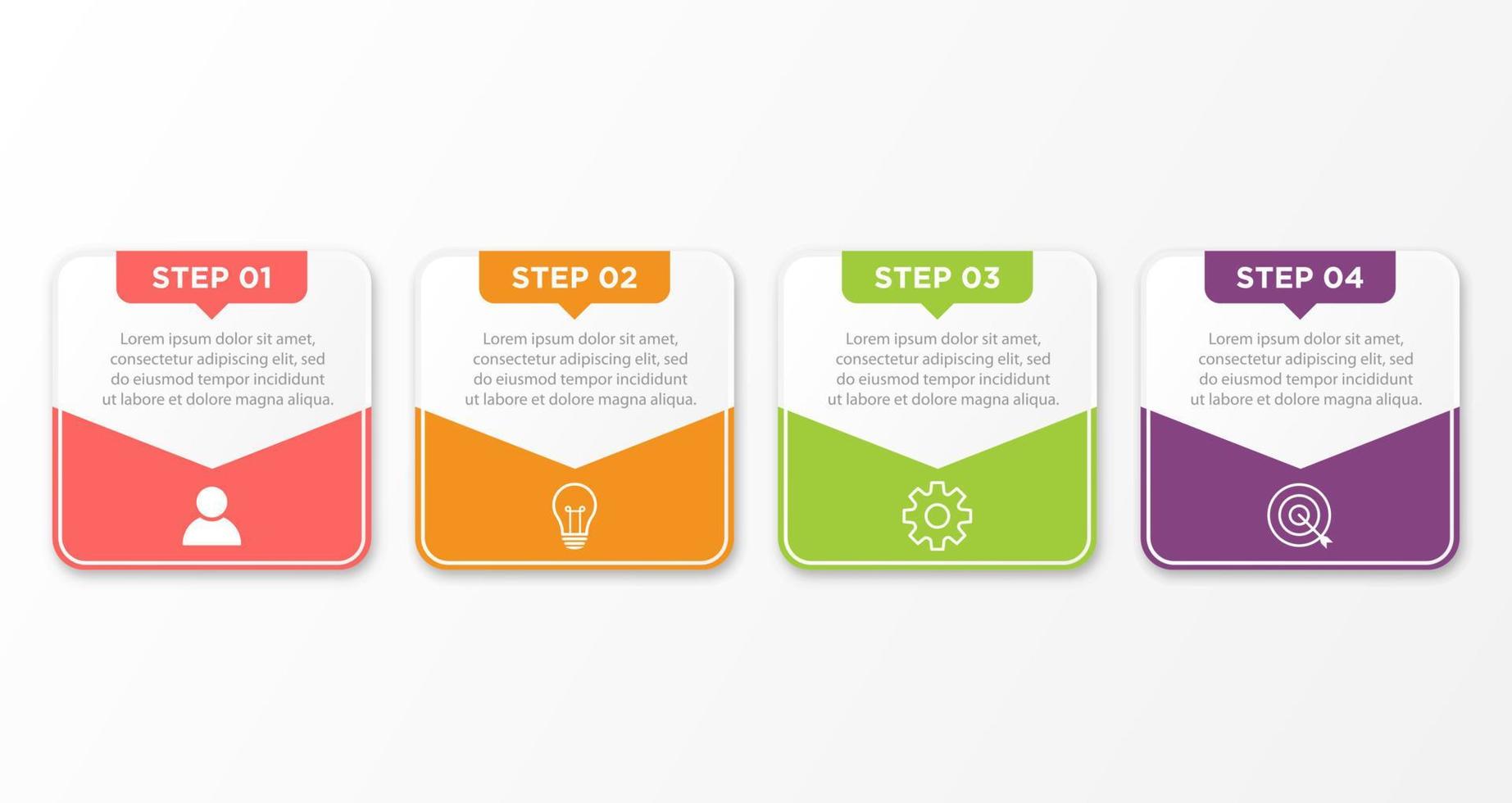 elemento de diseño infográfico de línea de tiempo y opciones de número. concepto de negocio con 4 pasos. se puede utilizar para diseño de flujo de trabajo, diagrama, informe anual, diseño web. plantilla de negocio vectorial para presentación. vector