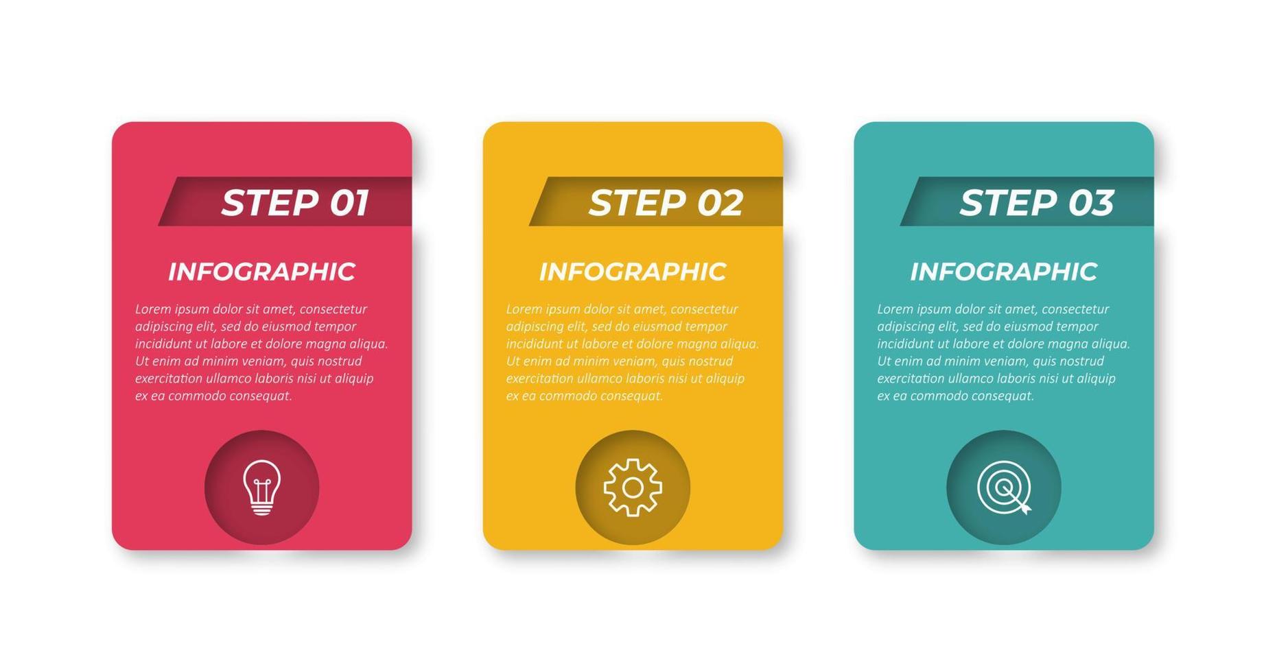 Vector infographic template with three steps or options. Illustration presentation with line elements icons. Business concept design can be used for web, brochure, diagram