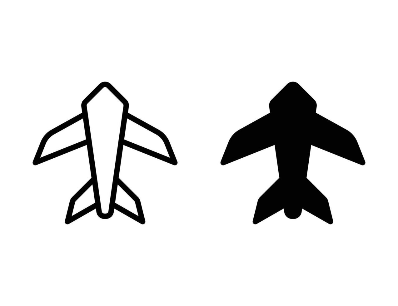 icono de avión. icono de contorno e icono sólido vector