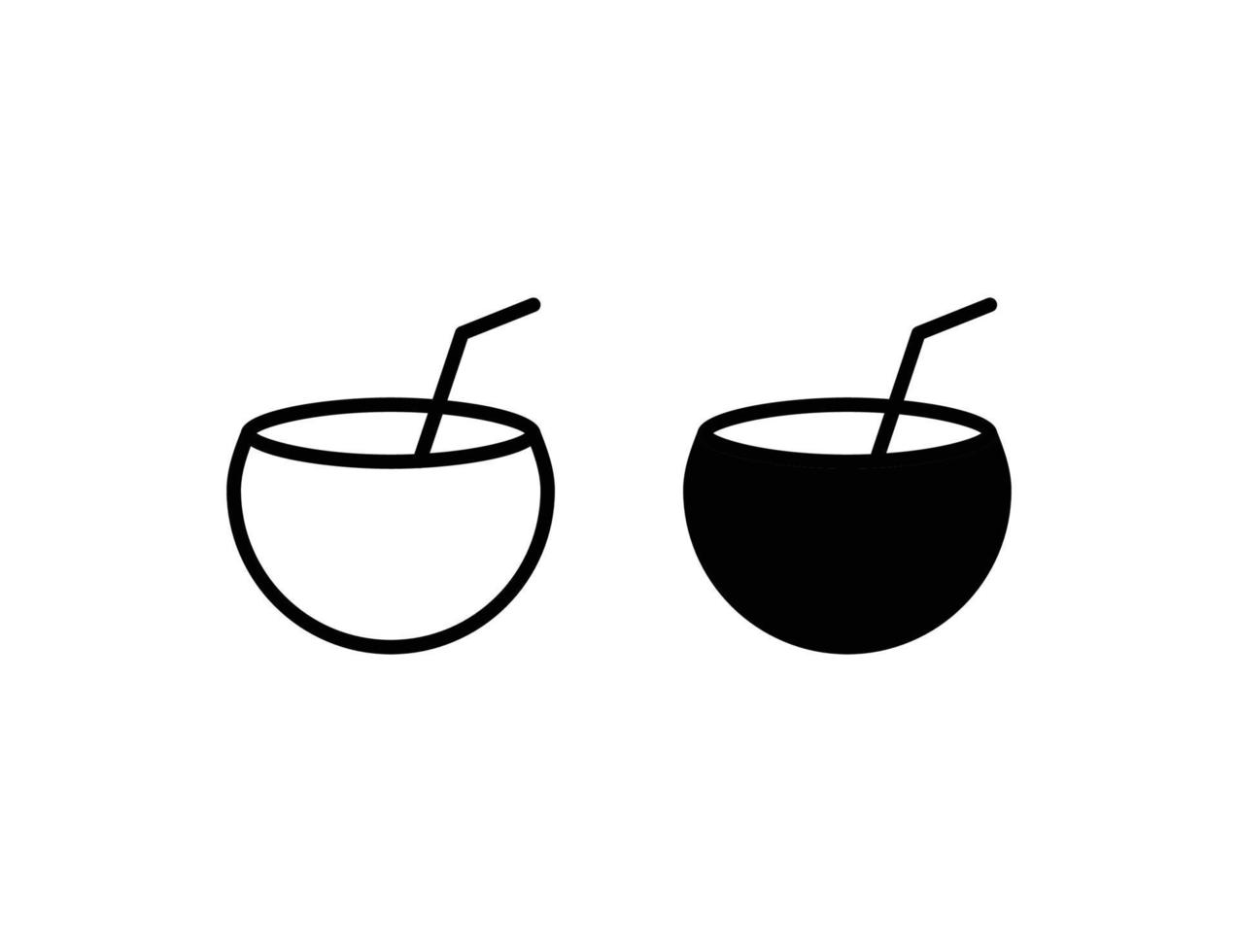 coconut icon. outline icon and solid icon vector