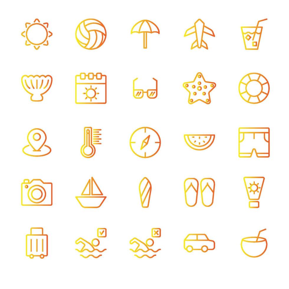 summer icon set vector