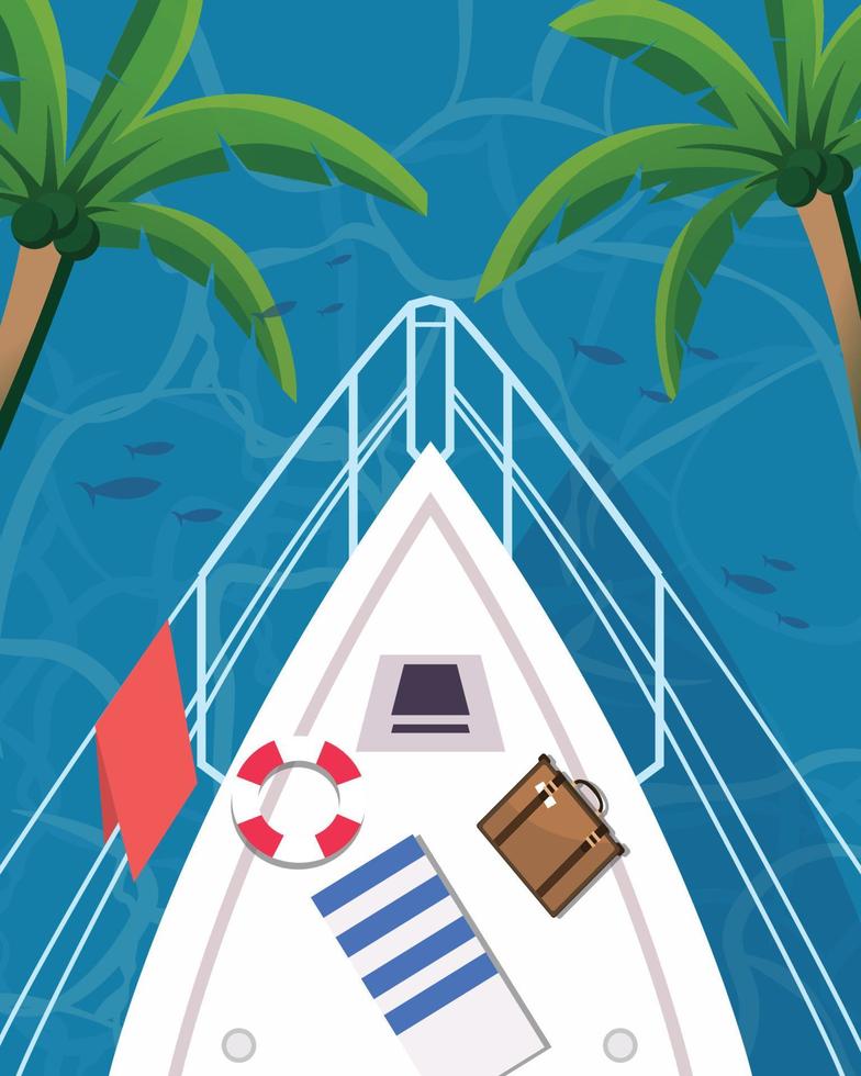 beautiful scenery with boat illustration vector