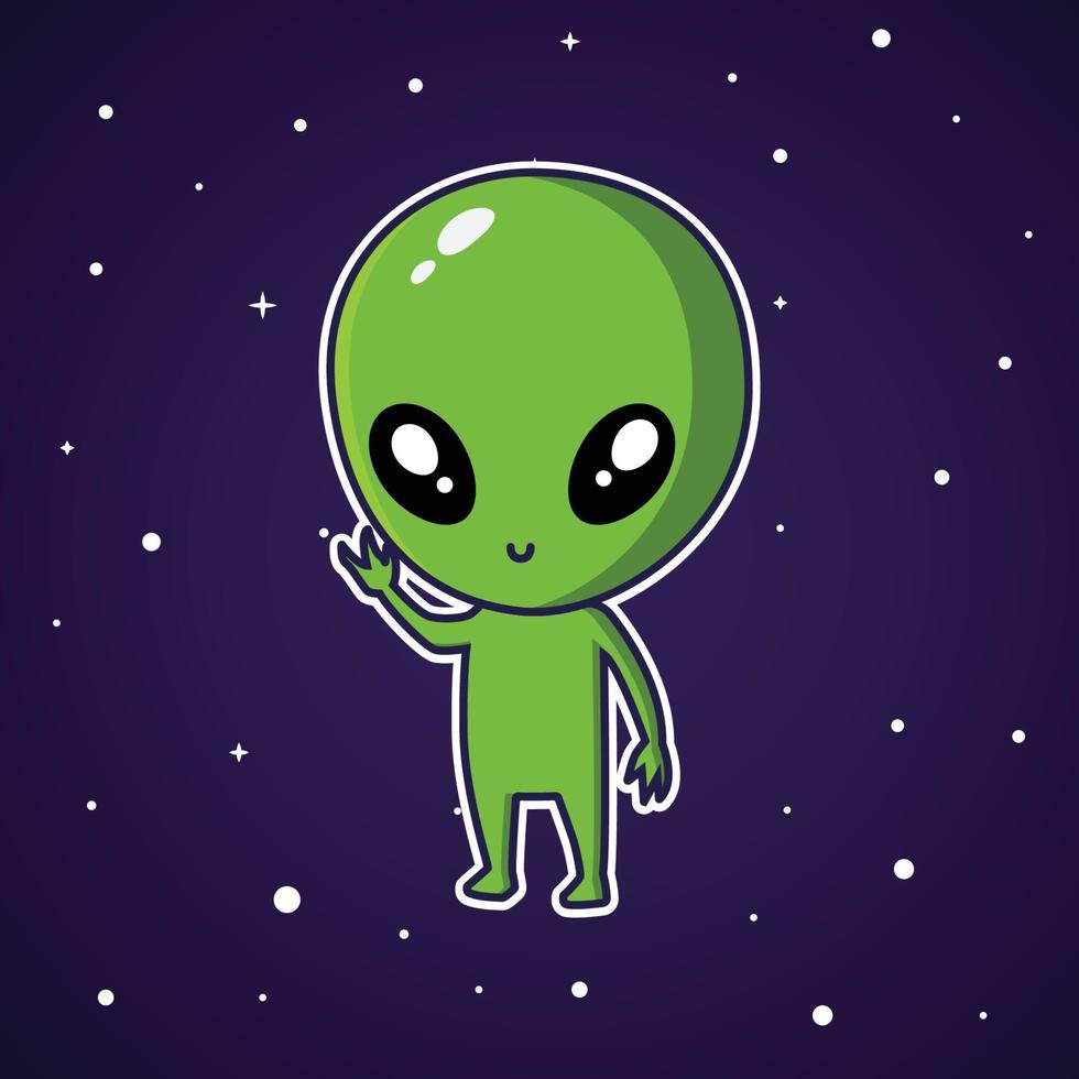 lindo diseño de ilustración de personaje alienígena vector