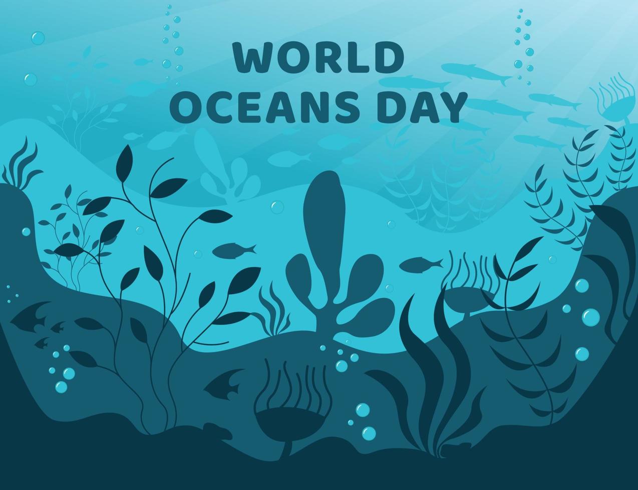 world oceans day background flat design vector