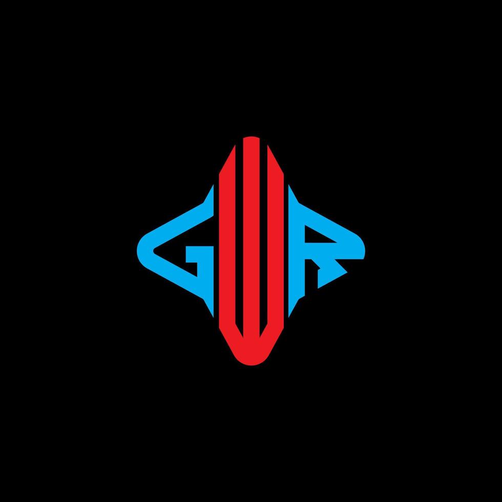 Diseño creativo del logotipo de la letra gwr con gráfico vectorial vector