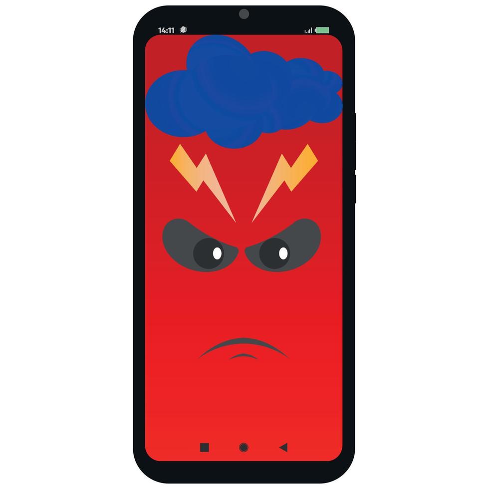 Emotions are an evil smartphone. Vector illustration