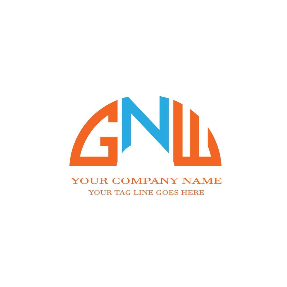 diseño creativo del logotipo de la letra gnw con gráfico vectorial vector