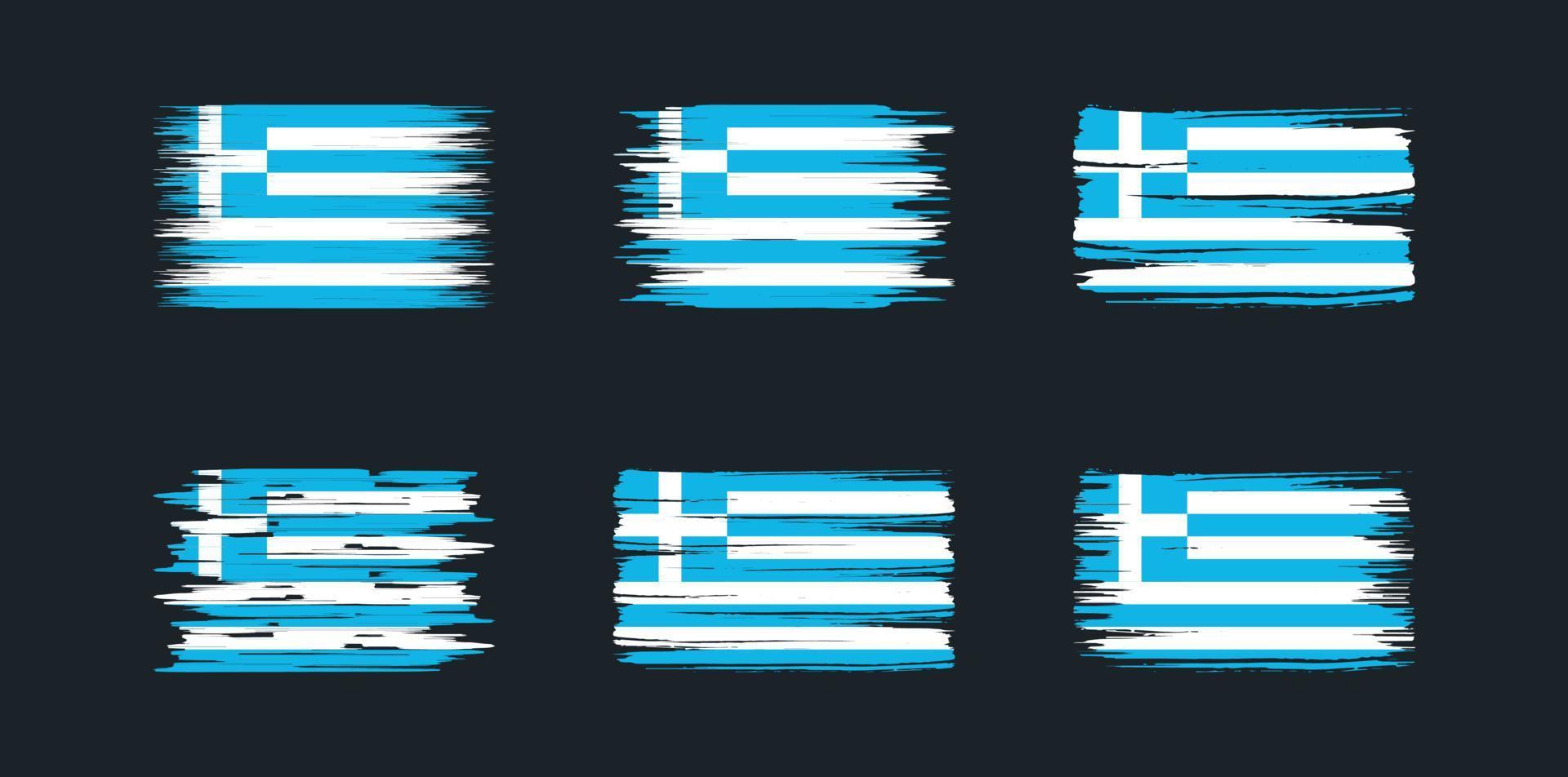 colección de pinceles de bandera de grecia. bandera nacional vector