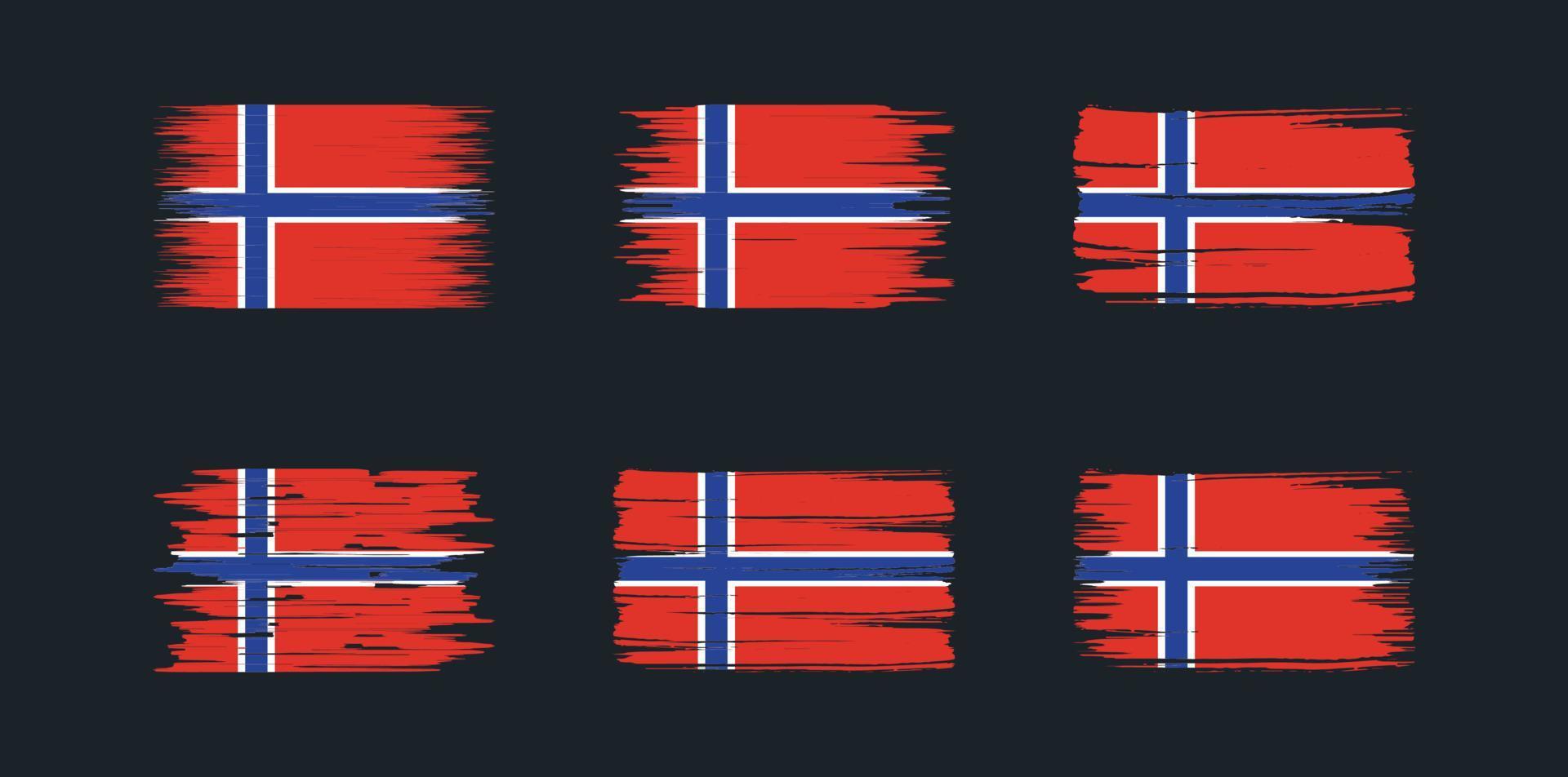 colección de pinceles de bandera de noruega. bandera nacional vector