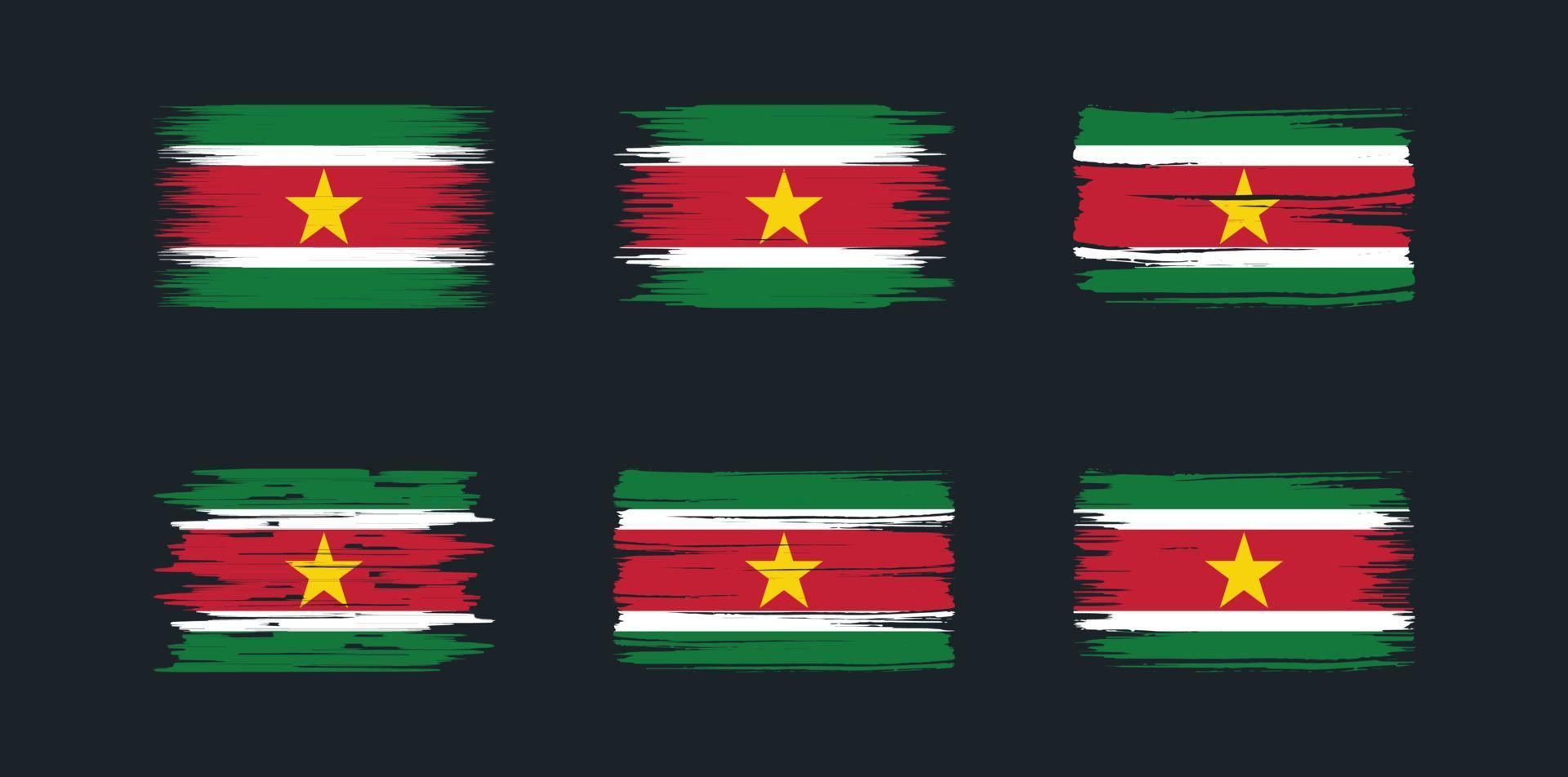 colección de pinceles de bandera de surinam. bandera nacional vector